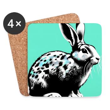 Kaninchen - Untersetzer (4er-Set) - Weiß - Vorne