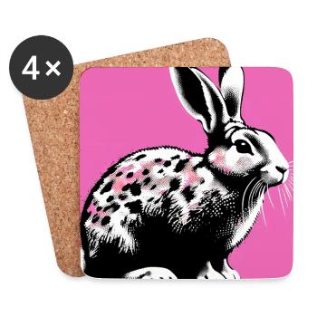 lapin - Dessous de verre (lot de 4) - blanc - Devant