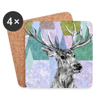 Cerf - Dessous de verre (lot de 4) - blanc - Devant