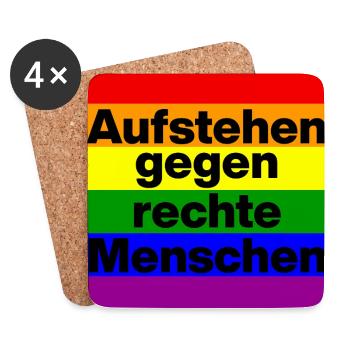 AUFSTEHEN GEGEN RECHTE MENSCHEN, NIE WIEDER - Untersetzer (4er-Set) - Weiß - Vorne