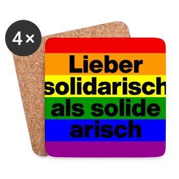 LIEBER SOLIDARISCH ALS SOLIDE ARIISCH, NIE WIEDER - Untersetzer (4er-Set) - Weiß - Vorne