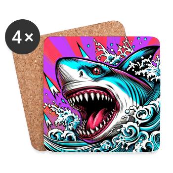 Requin - Dessous de verre (lot de 4) - blanc - Devant
