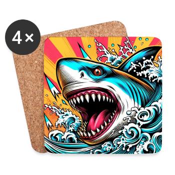 Requin - Dessous de verre (lot de 4) - blanc - Devant