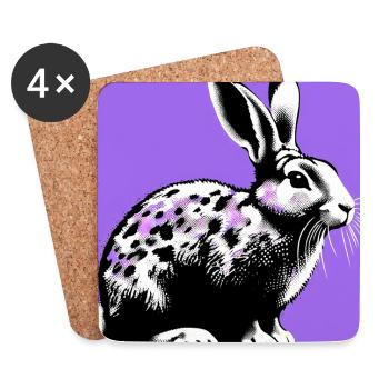 lapin - Dessous de verre (lot de 4) - blanc - Devant