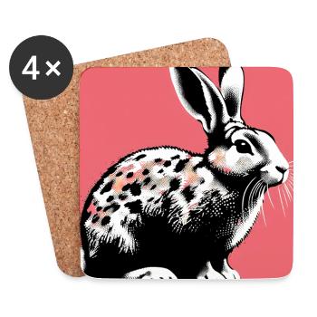 rabbit - Coasters (set of 4) - white - Front