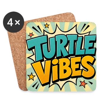 Turtle Vibes Comic - Untersetzer (4er-Set) - Weiß - Vorne