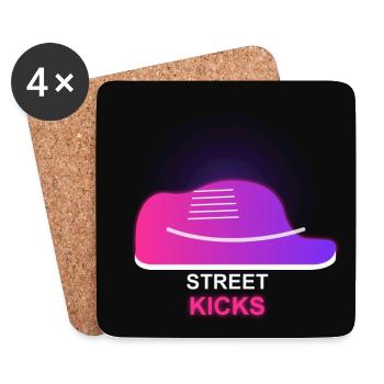 Street Kicks - Sneaker Streetwear Neon - Dessous de verre (lot de 4) - blanc - Devant