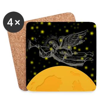 Angel Trumpet Over Moon - Coasters (set of 4) - white - Front