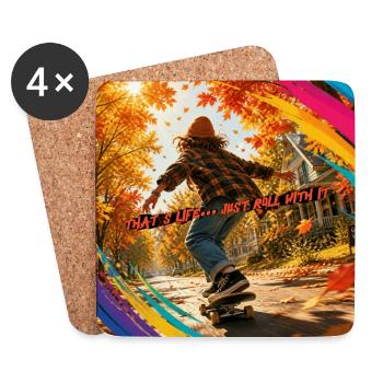 Autumn Skate: Enjoy Life Rolling - Coasters (set of 4) - white - Front