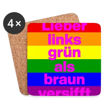 ICH BIN GERNE LINKS GRÜN VERSIFFT, NO NZS, FRIEDEN - Untersetzer (4er-Set) - Weiß - Vorne