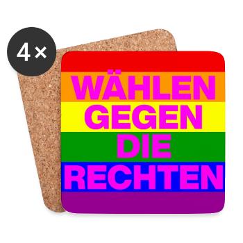 WÄHLEN GEGEN DIE RECHTEN, DEMOKRATIE, NO NZS - Untersetzer (4er-Set) - Weiß - Vorne