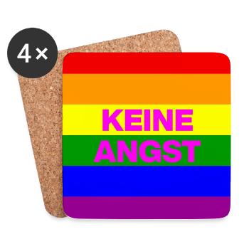KEINE ANGST VOR FASCHISTEN, NO NZS, NIE WIEDER - Untersetzer (4er-Set) - Weiß - Vorne