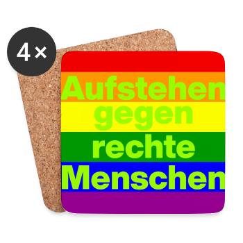 AUFSTEHEN GEGEN RECHTE MENSCHEN NIE WIEDER, NO NZS - Untersetzer (4er-Set) - Weiß - Vorne