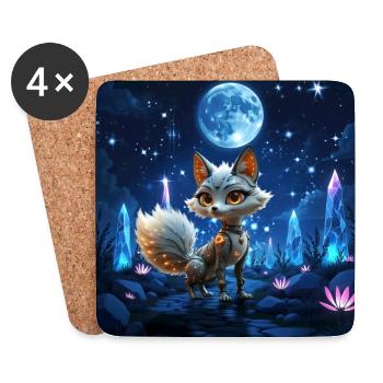 Renard Lunaire Néon - Dessous de verre (lot de 4) - blanc - Devant