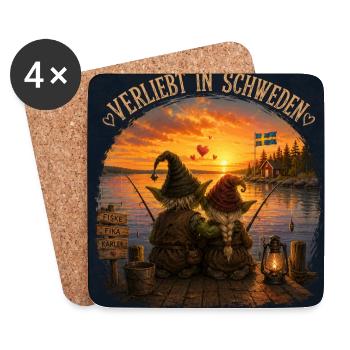 Verliebt in Schweden - Untersetzer (4er-Set) - Weiß - Vorne
