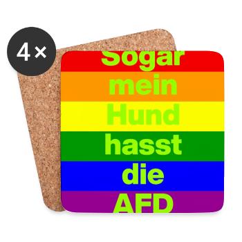 SOGAR MEIN HUND HASST DIE AFD, NO AFD NO NZS GRÜN - Untersetzer (4er-Set) - Weiß - Vorne