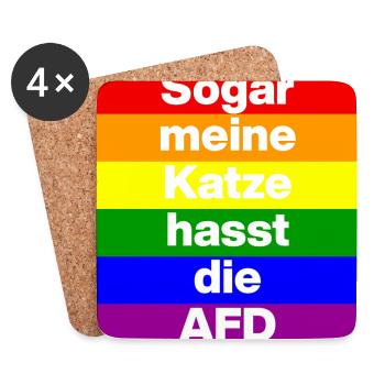 SOGAR MEINE KATZE HASST DIE AFD, NO AFD NO NZS  - Untersetzer (4er-Set) - Weiß - Vorne