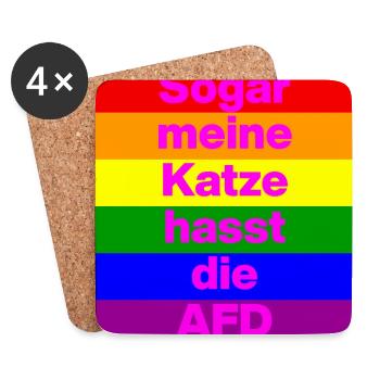 SOGAR MEINE KATZE HASST DIE AFD, NO AFD NO NZS  - Untersetzer (4er-Set) - Weiß - Vorne