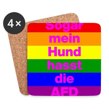 SOGAR MEIN HUND HASST DIE AFD, NO AFD NO NZS PINK - Untersetzer (4er-Set) - Weiß - Vorne