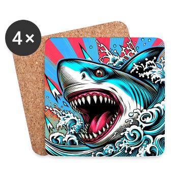 Requin - Dessous de verre (lot de 4) - blanc - Devant