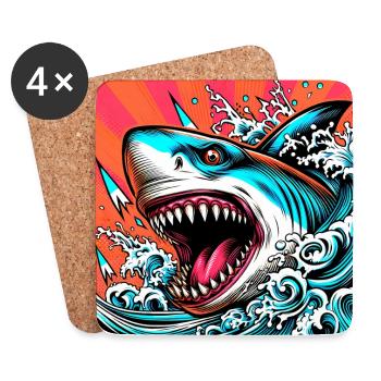 Requin - Dessous de verre (lot de 4) - blanc - Devant