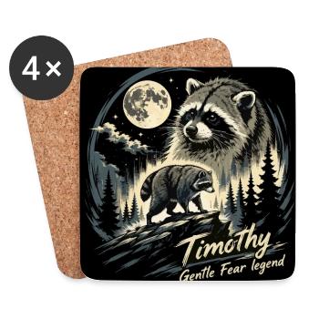 Jimothy Waschbär Lustige Jimothy aus Seattle - Untersetzer (4er-Set) - Weiß - Vorne