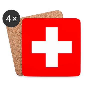 Schweizer Fahne: weisses Kreuz auf rot - Untersetzer (4er-Set) - Weiß - Vorne