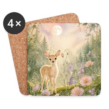 Cute Baby Deer in Enchanted Forest – Whimsical - Untersetzer (4er-Set) - Weiß - Vorne