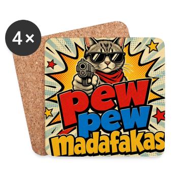 Pew Pew Madafakas Katze - Untersetzer (4er-Set) - Weiß - Vorne