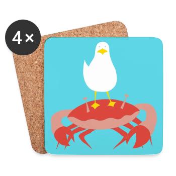Turquoise Crabb-n-Gull - Dessous de verre (lot de 4) - blanc - Devant
