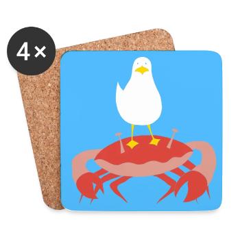 Crabb-n-Gull blue - Coasters (set of 4) - white - Front