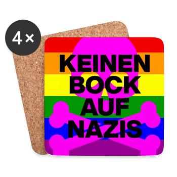KEINEN BOCK AUF NAZIS, NO NZS, NO AFD, SKULL PINK - Untersetzer (4er-Set) - Weiß - Vorne