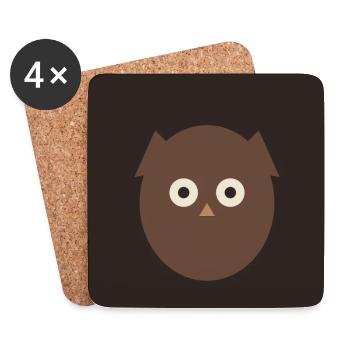 Minimalist Owl on Black - Coasters (set of 4) - white - Front