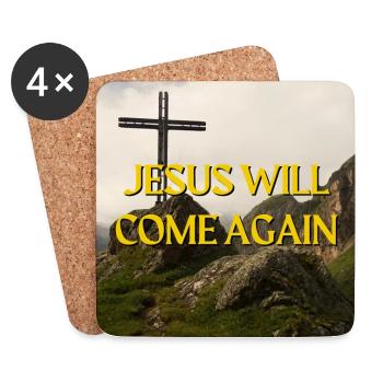 Jesus Will Come Again Mountain Cross Spiritual Gra - Coasters (set of 4) - white - Front