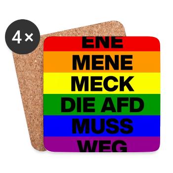 ENE MENE MECK THE AFD MUST GO, NO AFD, NO NZS - Coasters (set of 4) - white - Front