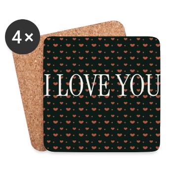 I Love You – Repeated Hearts Pattern - Coasters (set of 4) - white - Front