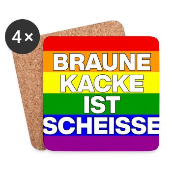 BRAUNE KACKE IST SCHEISSE, NO NZS, NO AFD, WEISS - Untersetzer (4er-Set) - Weiß - Vorne