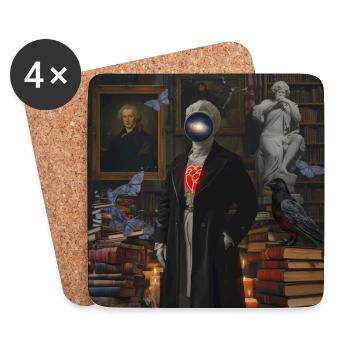 Cœur Surnaturel en Bibliothèque - Dessous de verre (lot de 4) - blanc - Devant