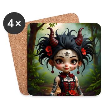 Gothic girl in forest - Coasters (set of 4) - white - Front