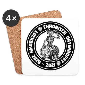 Chronisch Unterhopft Lockdown Bier Spruch - Untersetzer (4er-Set) - Weiß - Vorne