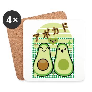 Kawaii Avocado love - Untersetzer (4er-Set) - Weiß - Vorne