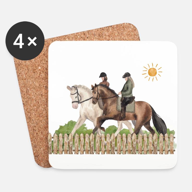 Reiten mit einem Freund. - Untersetzer (4er-Set) - Weiß
