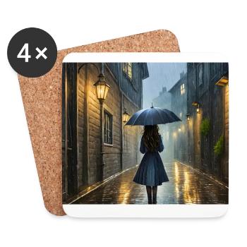 Marcher sous la pluie - Dessous de verre (lot de 4) - blanc - Devant