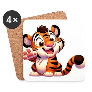 Tiger 4 - Coasters (set of 4) - white - Front