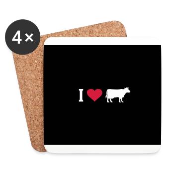 Cow Cows Heart I Love Farm Farmer Farmer Cattle - Coasters (set of 4) - white - Front