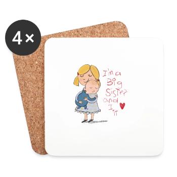 Ich bin eine große Schwester und ich liebe es - Untersetzer (4er-Set) - Weiß - Vorne