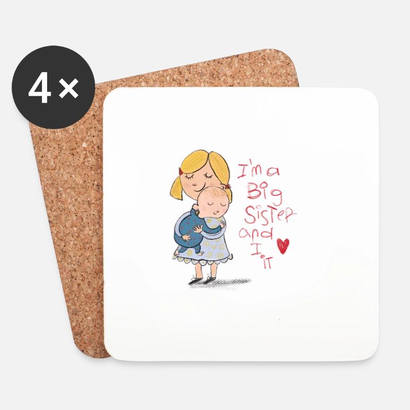 Ich bin eine große Schwester und ich liebe es - Untersetzer (4er-Set) - Weiß