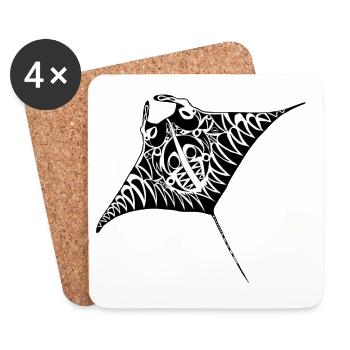 manta maori blk white - Coasters (set of 4) - white - Front