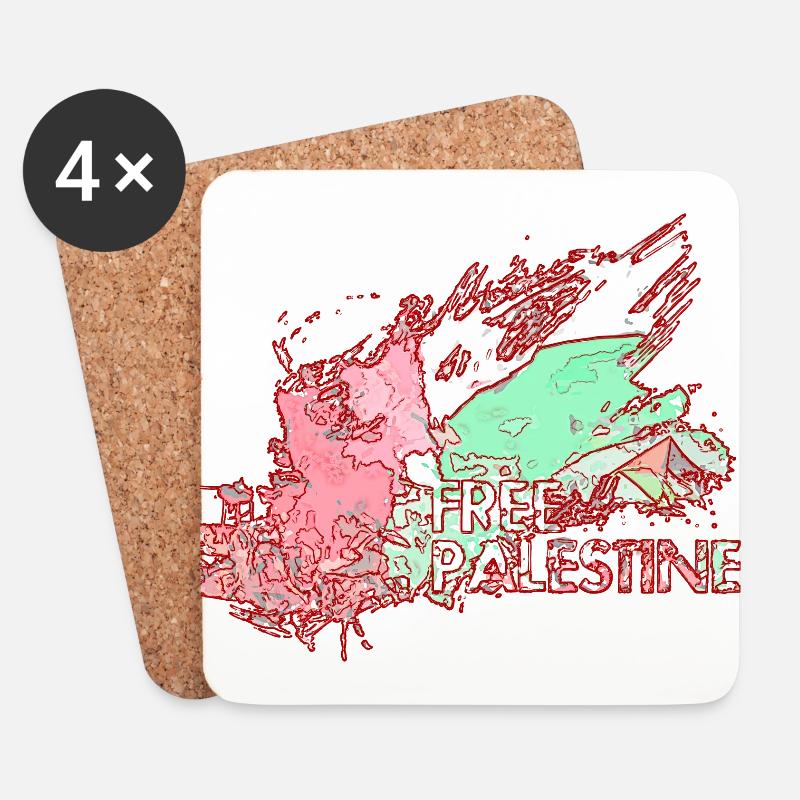 Drapeau palestinien libre G5 - Dessous de verre (lot de 4) - blanc