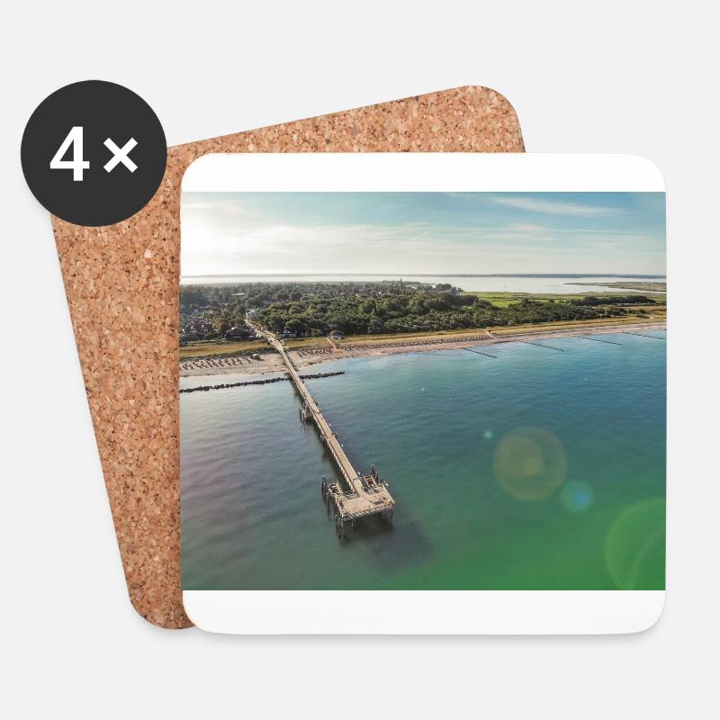 Ostseebad Wustrow / Fischland - Untersetzer (4er-Set) - Weiß